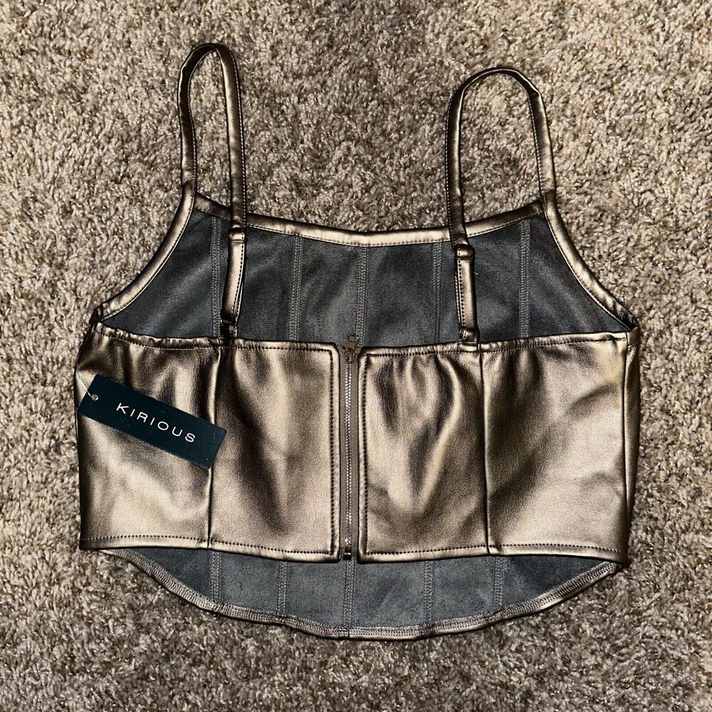 Kirious Metallic Bronze Crop Cami Top - Picture 4 of 5